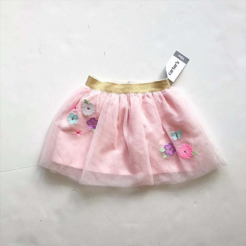 Carters NWT pink floral appliqué tutu 18 months
